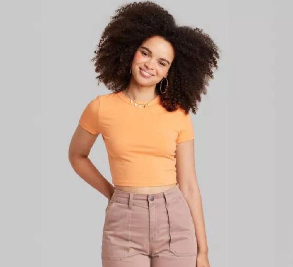 Wild Fable Crewneck Cropped T-Shirt Orange Women’s XXS New